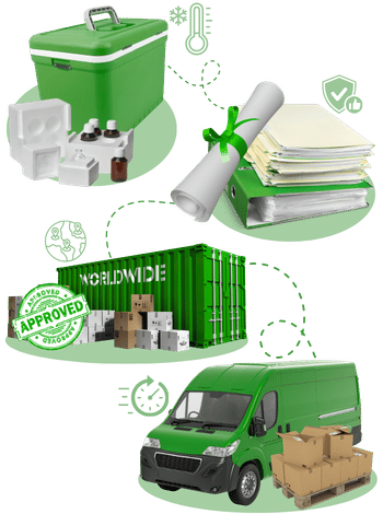 Global pharma logistics & shipping graphics